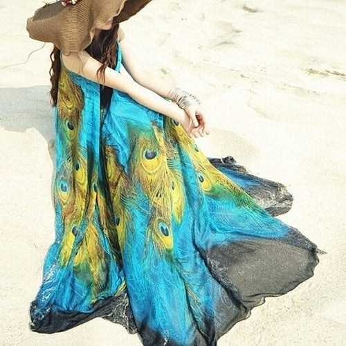 Azure Peacock Maxikleid