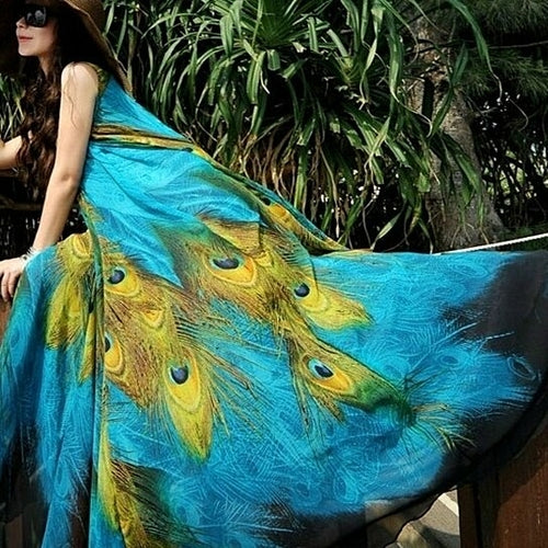 Azure Peacock Maxikleid
