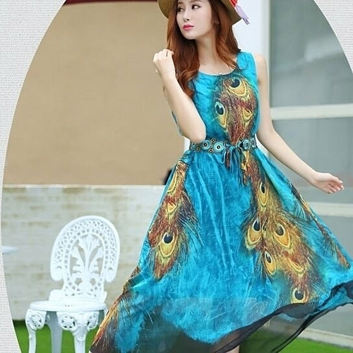 Azure Peacock Maxikleid