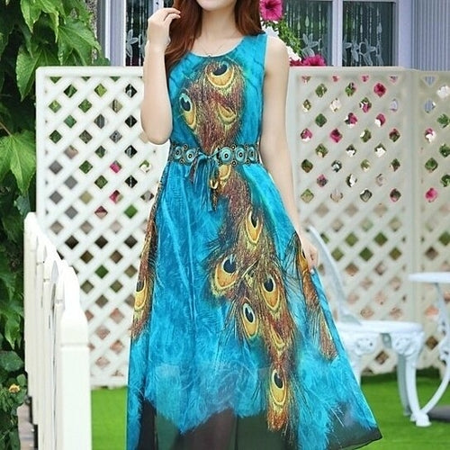 Azure Peacock Maxikleid